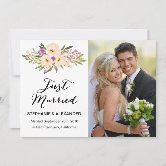 ウォータカラーアイボリーブーケアネモネス 招待状 (正面)