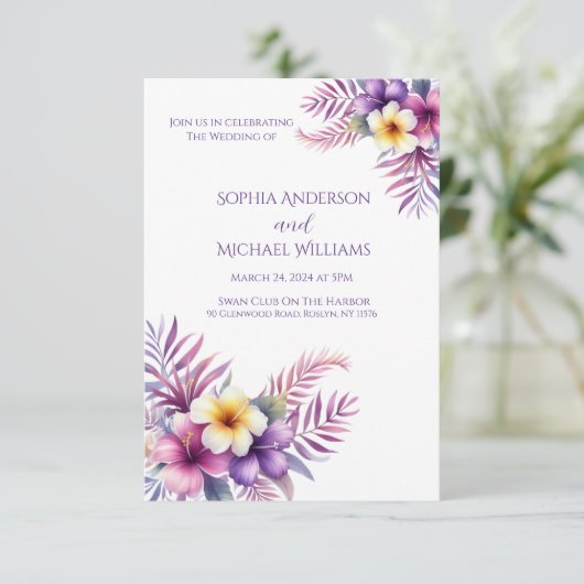 ウォータカラーアイランドロマン結婚ステーマ招待状 招待状 (スタンド正面)