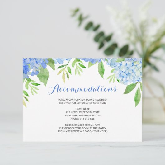 ウォータカラーアジサイ青フローラ宿泊施設 エンクロージャーカード (スタンド正面)