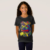 ウォータカラーアートアメリカラフルカ（犬）スタッフォードブル Tシャツ (正面フル)