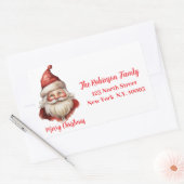 ウォータカラーイラストレーションサンタクロース 長方形シール (封筒)