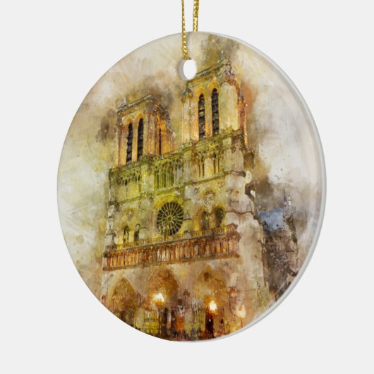 ウォータカラーイラストレーションノートルダムカテドラルパリ セラミックオーナメント (左)