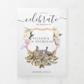 ウォータカラーウェディングクレスト | オーストラリアウェディング 三つ折り招待状 (カバー)