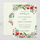 ウォータカラーウェディング招待状のデザイン例 (正面/裏面)