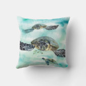 ウォータカラーウミガメ海泳ぐ クッション (裏面)