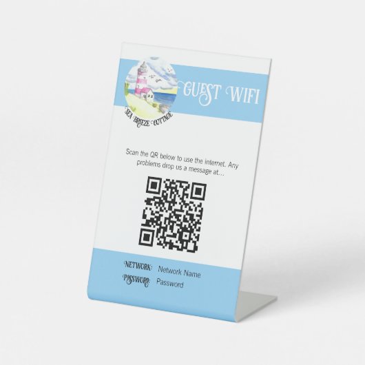 ウォータカラーエアビーアンドビーWiFiサイン 台座サイン (正面)
