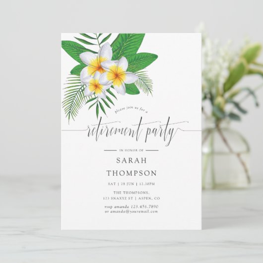 ウォータカラーエキゾチックアロハルアウ(ハワイ式宴会)退職パーティー 招待状 (スタンド正面)