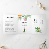 ウォータカラーエキゾチックルアウ(ハワイ式宴会)バチェロレッテ週末 三つ折り招待状 (内部)