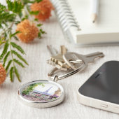 ウォータカラーエッフェルタワーパリフランスのカフェ キーホルダー (側面)