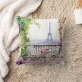 ウォータカラーエッフェルタワーパリフランスのカフェ クッション (ブランケット)