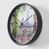 ウォータカラーエッフェルタワーパリフランスのカフェ 壁時計 (傾斜)