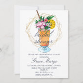 ウォータカラーカクテルトロピカルブライダルシャワー 招待状 (正面)