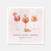 ウォータカラーカクテルパーティーブライダルシャワー スタンダードカクテルナプキン (正面)