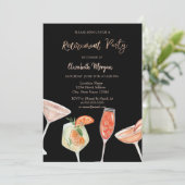 ウォータカラーカクテルブラックリタイアメント招待状 招待状 (スタンド正面)