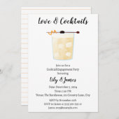 ウォータカラーカクテル婚約パーティ 招待状 (正面/裏面)
