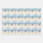 ウォータカラーキュート雪だるまオンバカンス ラッピングペーパーシート (正面)