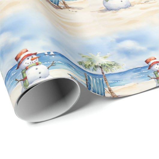 ウォータカラーキュート雪だるまオンバカンス ラッピングペーパー (ロールコーナー)