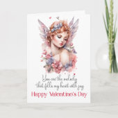 ウォータカラーキューピッドハッピーバレンタインデー カード (正面)