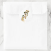 ウォータカラーキリン母とベビー ラウンドシール (バッグ)