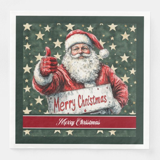 ウォータカラークラシックサンタクロースファミリーナプキンス (正面)
