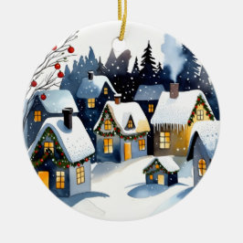 ウォータカラークリスマスのあったかウィンテリアラウンド セラミックオーナメント