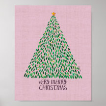 ウォータカラークリスマスのアートプリント Very Merry Christmas