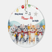 ウォータカラークリスマスの猫好き セラミックオーナメント (左)