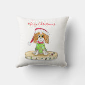 ウォータカラークリスマスカバリヤキングチャールズスパニエル犬 クッション (裏面)