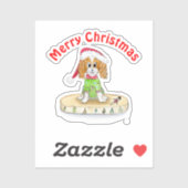 ウォータカラークリスマスカバリヤキングチャールズスパニエル犬 シール (シート)