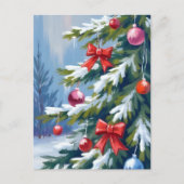 ウォータカラークリスマスツリーの絵 シーズンポストカード (正面)