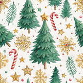 ウォータカラークリスマスツリー 赤と金 フリースブランケット