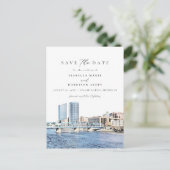 ウォータカラーグランドラピッドミシガンシティスカイライン ポストカード (スタンド正面)