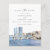 ウォータカラーグランドラピッドミシガンシティスカイライン ポストカード (正面)