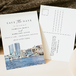 ウォータカラーグランドラピッドミシガンシティスカイライン ポストカード