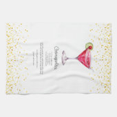 ウォータカラーコスモポリタンカスタムカクテルレシピ キッチンタオル (横)