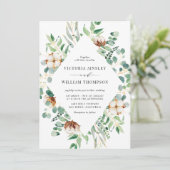 ウォータカラーコットンアンドユーカリ葉ス結婚ズ 招待状 (スタンド正面)