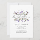 ウォータカラーコットンラベンダーカントリーブライダルシャワー 招待状 (正面)