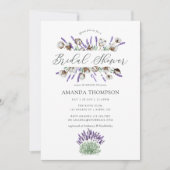 ウォータカラーコットンラベンダーカントリーブライダルシャワー 招待状 (正面)