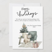 ウォータカラーコンフィコージーチェアフラットホリデーカード シーズンカード (正面)