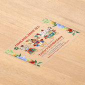 ウォータカラーサーカスカーニバルトレイン子供の誕生日 アクリル招待状 (レイダウン)