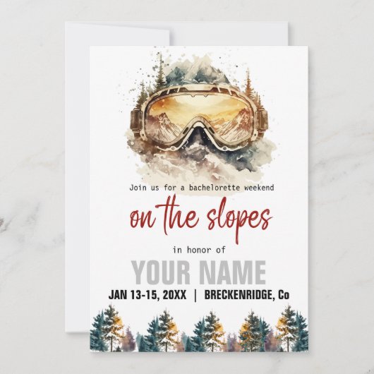 ウォータカラースキーグラス&マウンテンスキーバチェロレッテ 招待状 (正面)