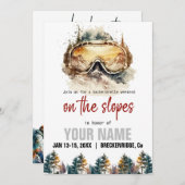 ウォータカラースキーグラス&マウンテンスキーバチェロレッテ 招待状 (正面/裏面)