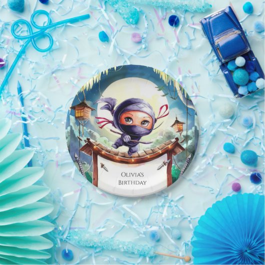 ウォータカラースパイ忍者誕生日 ペーパープレート (パーティー)