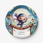 ウォータカラースパイ忍者誕生日 ペーパープレート (正面)