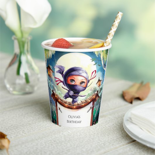 ウォータカラースパイ忍者誕生日 紙コップ (インサイチュ)