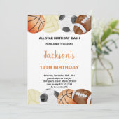 ウォータカラースポーツ誕生日招待状 招待状 (スタンド正面)