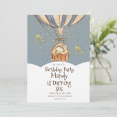 ウォータカラースロッスエアバルーン誕生日ダスティブルー 招待状 (スタンド正面)