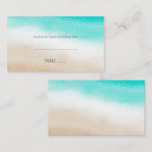 ウォータカラーティール（緑がかった色）&タンエレガントビーチ結婚式プレイス プレイスカード (正面/裏面)