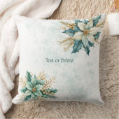 ウォータカラーティール(緑がかった色)フローラホリデー装飾用クッション クッション (ブランケット)