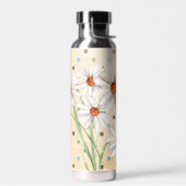 ウォータカラーデイジーブーケオンキルテッドドット ウォーターボトル (左面)